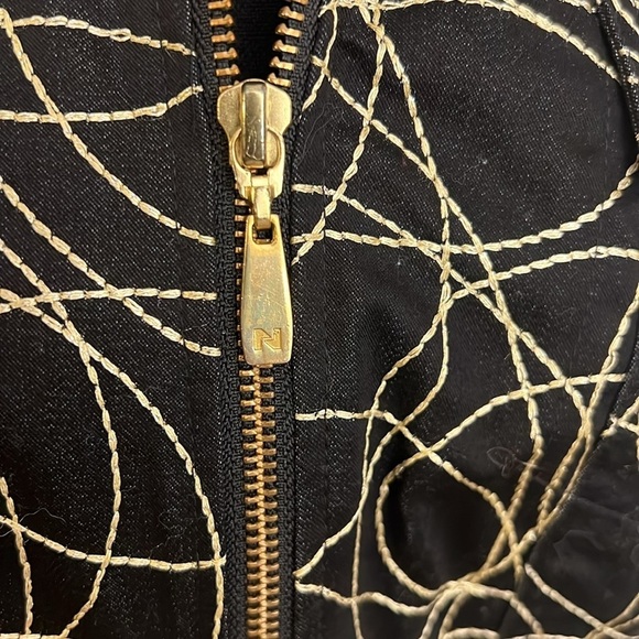 Peter Nygard Embroidered Full Zip Jacket Black Gold Accents, Sz. M/L. - Picture 4 of 9